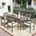 LuneluX_Home - Premium Hardwood Style Outdoor Dining Set Grey