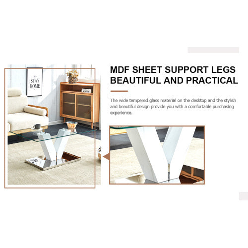 LuxeGlass™ – Modern Minimalist Coffee Table with Tempered Glass Top &