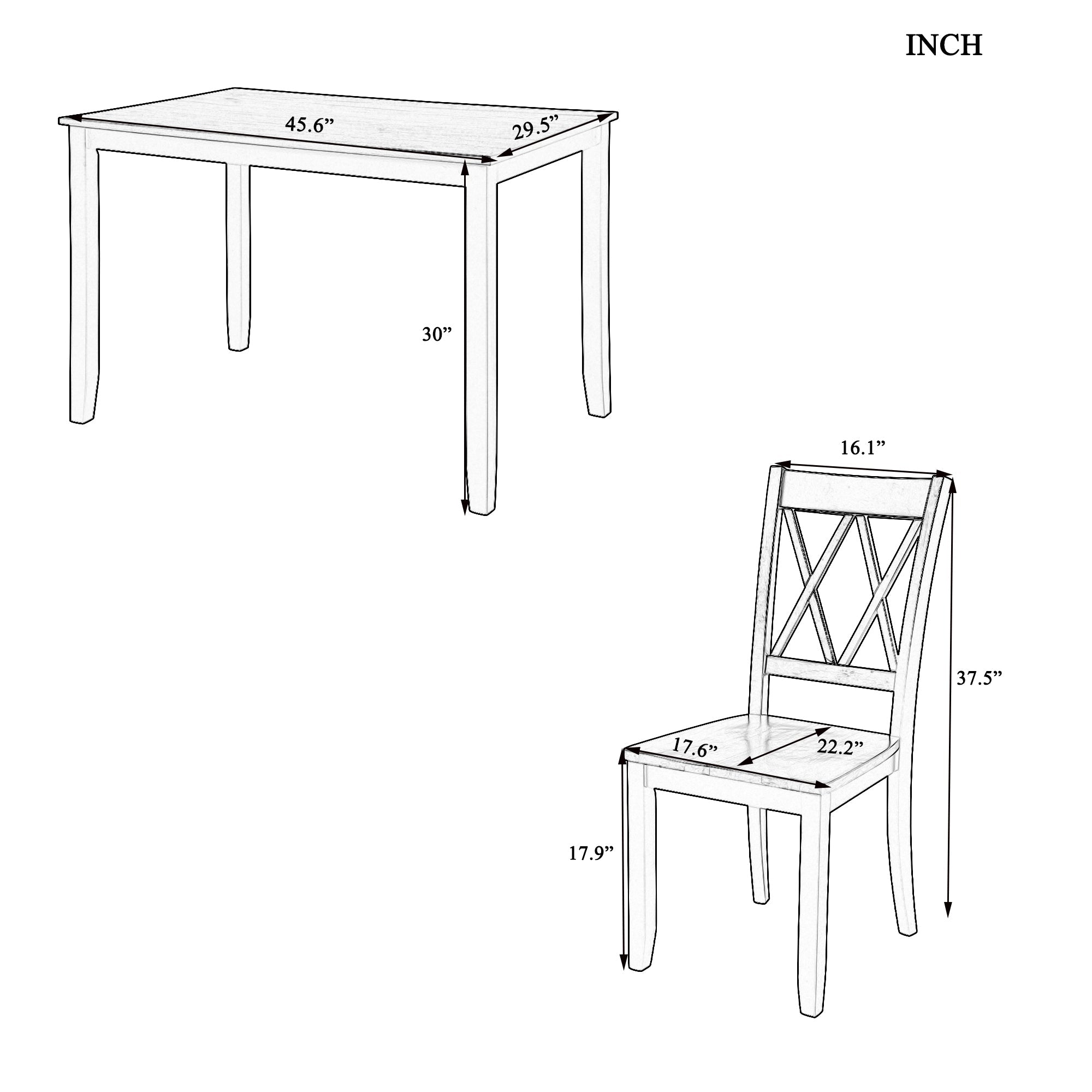 5-Piece Dining Table Set Home Kitchen Table and Chairs Wood Dining Set