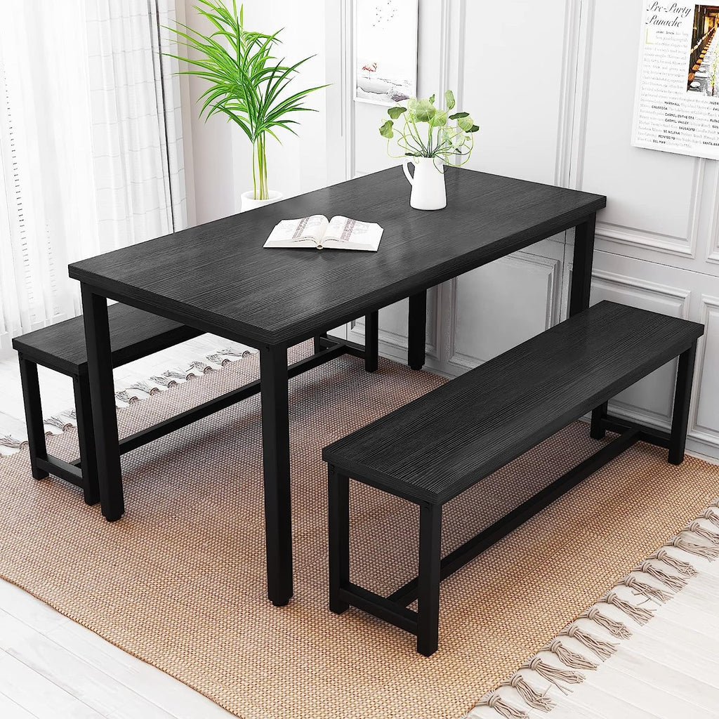 Rectangular Dining Table And Chairs Set Four Modern Wood