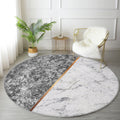 Marble Round Rug, White and Gray Circle Carpet, Anti Slip Round Rug,
