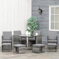 Outsunny 9 Piece Patio Wicker Dining Set Rattan Garden Sectional Sofa