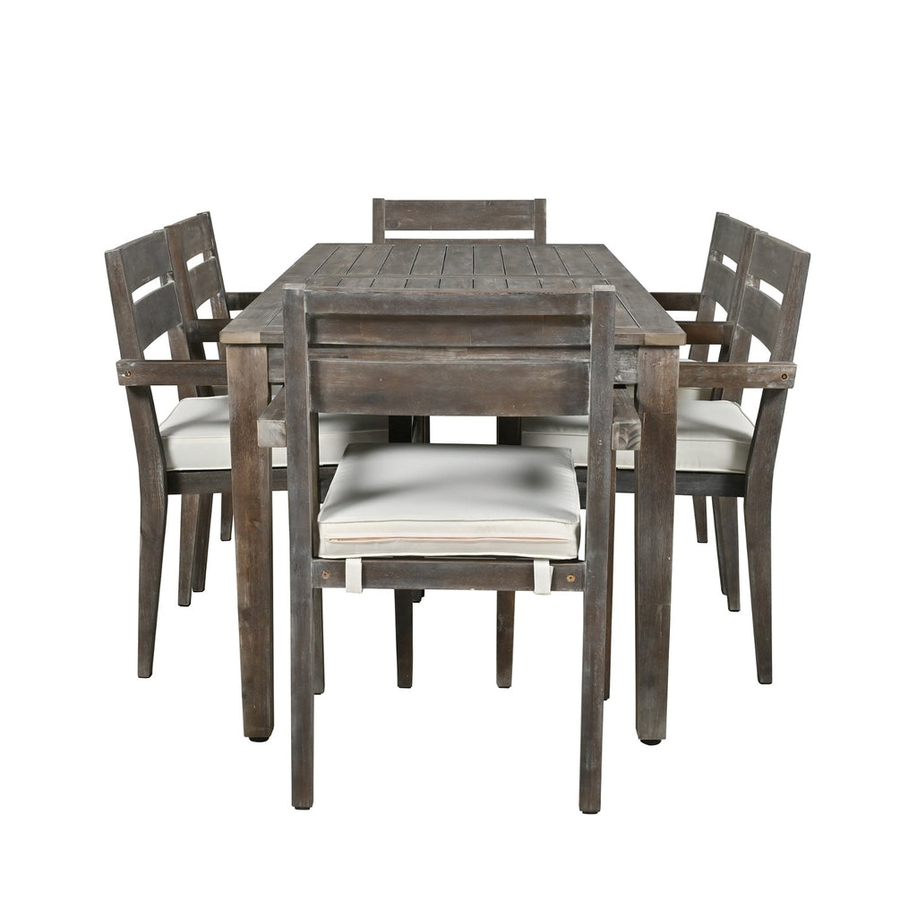 LuneluX_Home - Premium Hardwood Style Outdoor Dining Set Grey