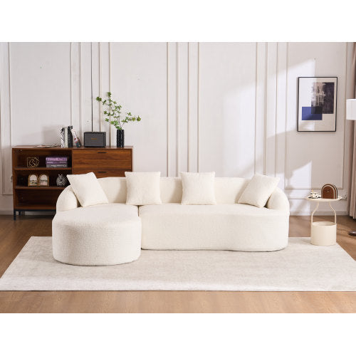 LuxeForm™ – Grey Compression Sofa with Chaise Lounge & 4 Pillows (US
