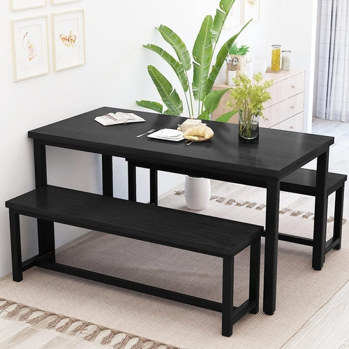 Rectangular Dining Table And Chairs Set Four Modern Wood
