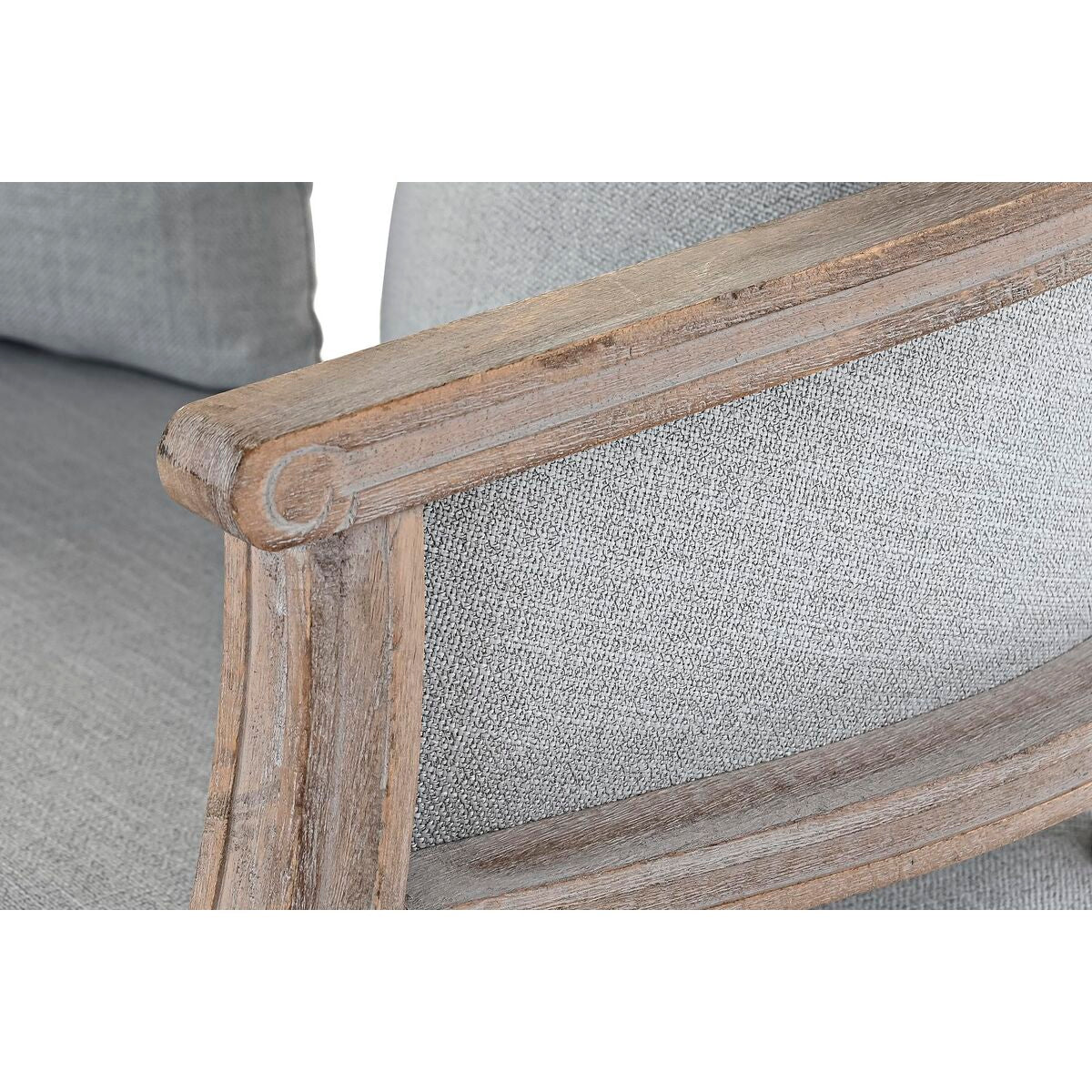 Sofa DKD Home Decor Linen Rubber wood Light grey (122 x 69 x 72 cm)
