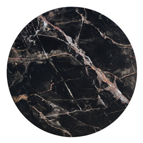 LuxeHome™ – 31.5" Black Marble Round Coffee Table with Adjustable