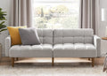Gray Fabric Twin Futon Sofa Bed With Arms For Small Rooms