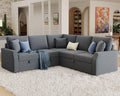Grey L Shaped Sectional Sofa Bed 85 Inch With Storage