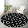 Luxury Living Room Decorative Black and White Washable Round Rug |