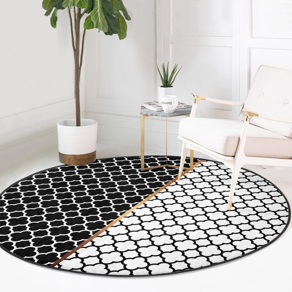 Modern Home Living Room Decorative Washable Round Rug | Homeezone