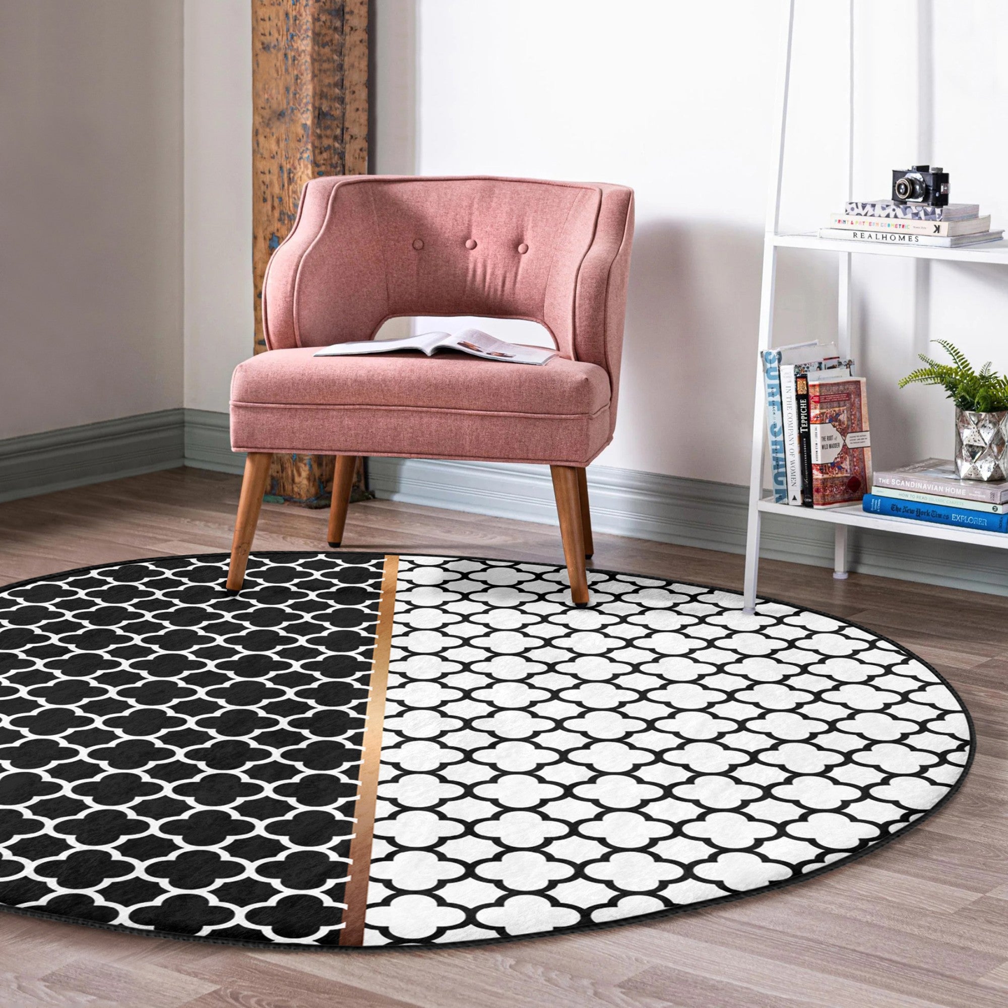 Modern Home Living Room Decorative Washable Round Rug | Homeezone