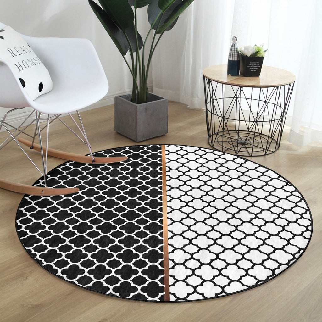 Modern Home Living Room Decorative Washable Round Rug | Homeezone