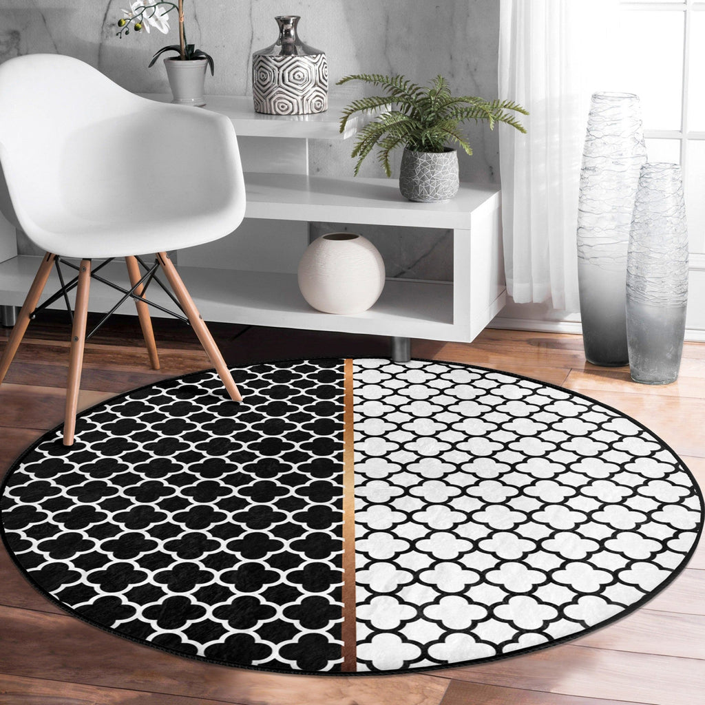 Modern Home Living Room Decorative Washable Round Rug | Homeezone