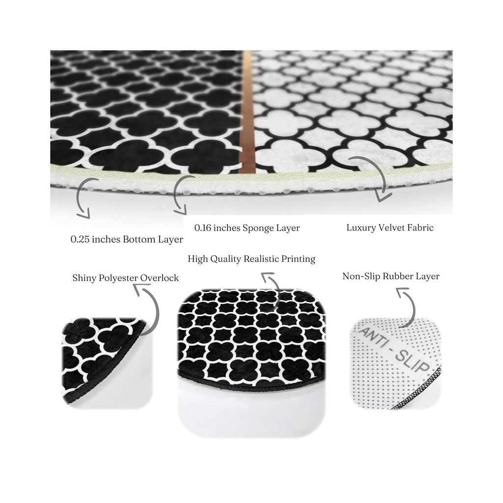 Modern Home Living Room Decorative Washable Round Rug | Homeezone