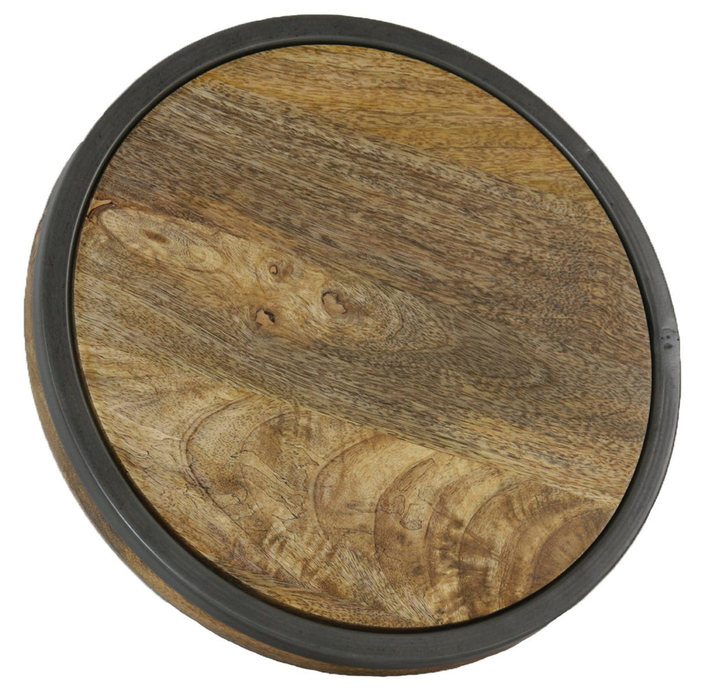 MANOR LUXE Abbey Round Wood and Metal Trivet 13 Inch