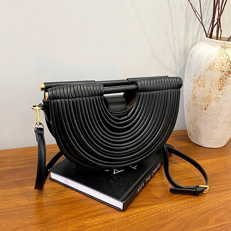 Handbags for Women. New Gold Luxury Designer Brand Handwoven Noodle Bags Rope Knotted Pulled Half Moon Silver Evening Clutch