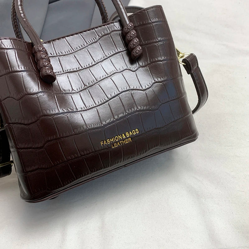 Classic Handbag Women's Bag Black Crocodile Pattern Crossbody Bag Female Pu Leather Commute Bag Top Brand Small Shoulder Bag