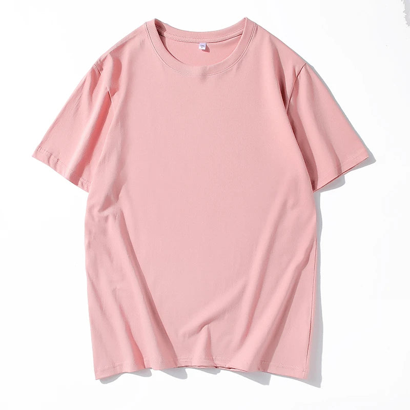 Men's Solid Color Round Neck Cotton Short Sleeved T-shirt Summer Comfortable Top