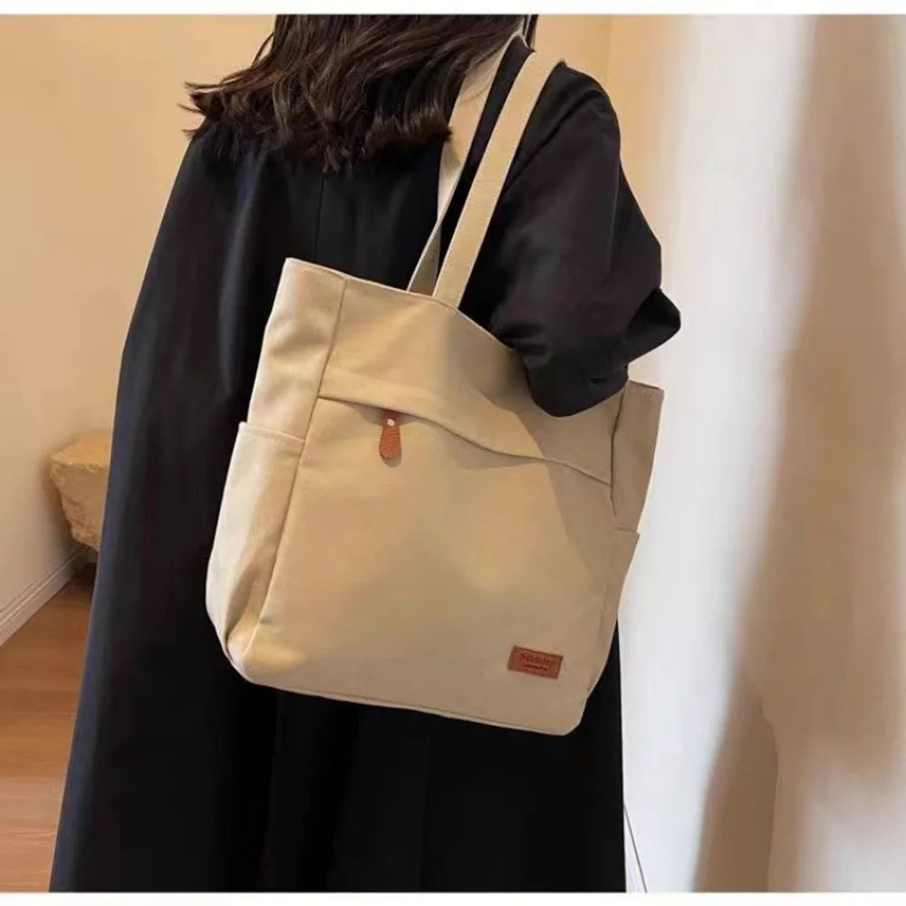 Handbags Woman,2026 New,Canvas Bag, Large Capacity Students go to school,Versatile Casual Simple One Shoulder Commuting Tote Bag