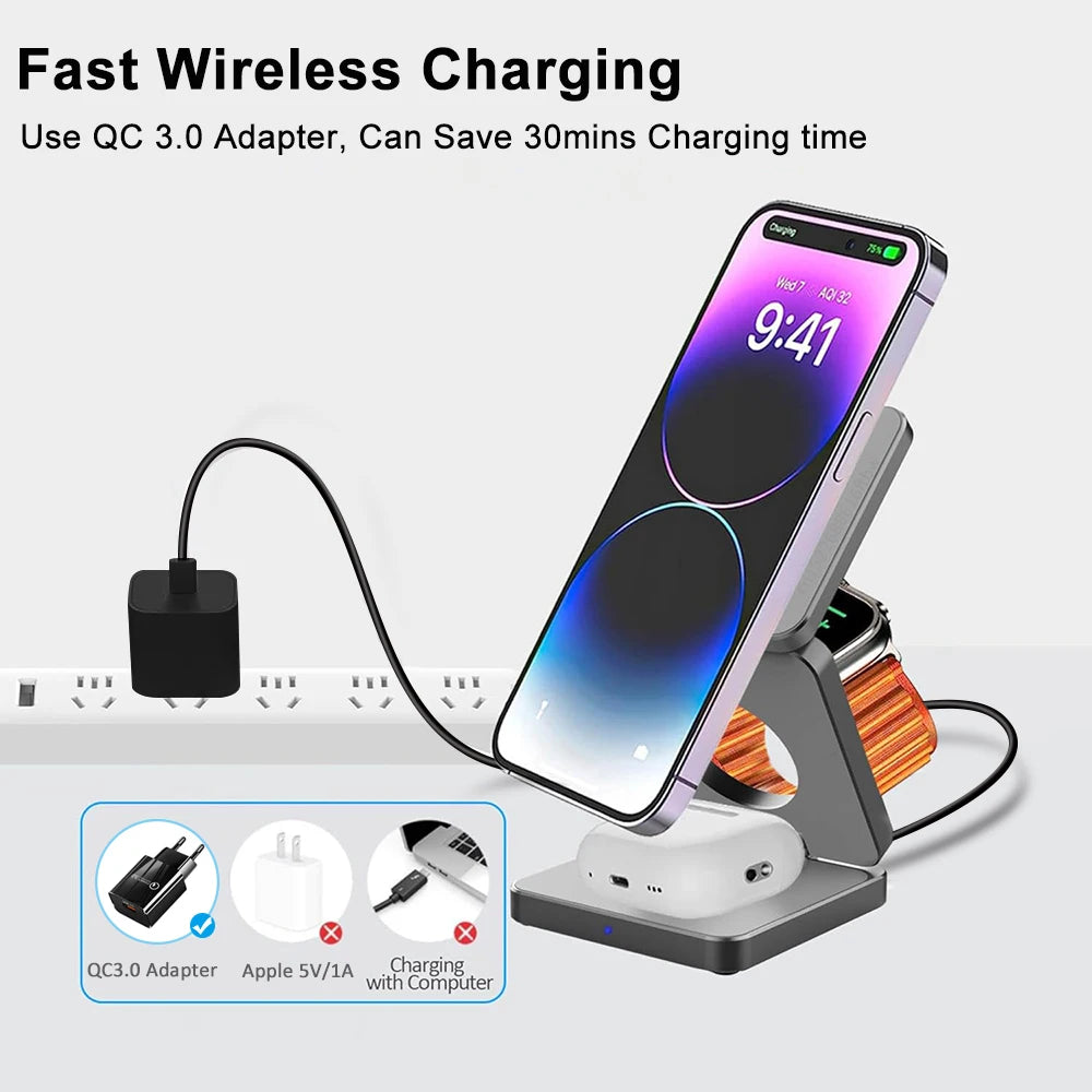 Wireless Charger for iPhone 3 in 1