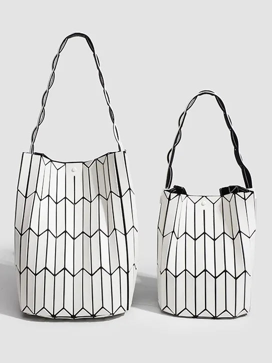Large Capacity Geometric Diamond Work Bag Handheld Basket Bucket Bag Summer Handbag Women's Single Shoulder Underarm Bag