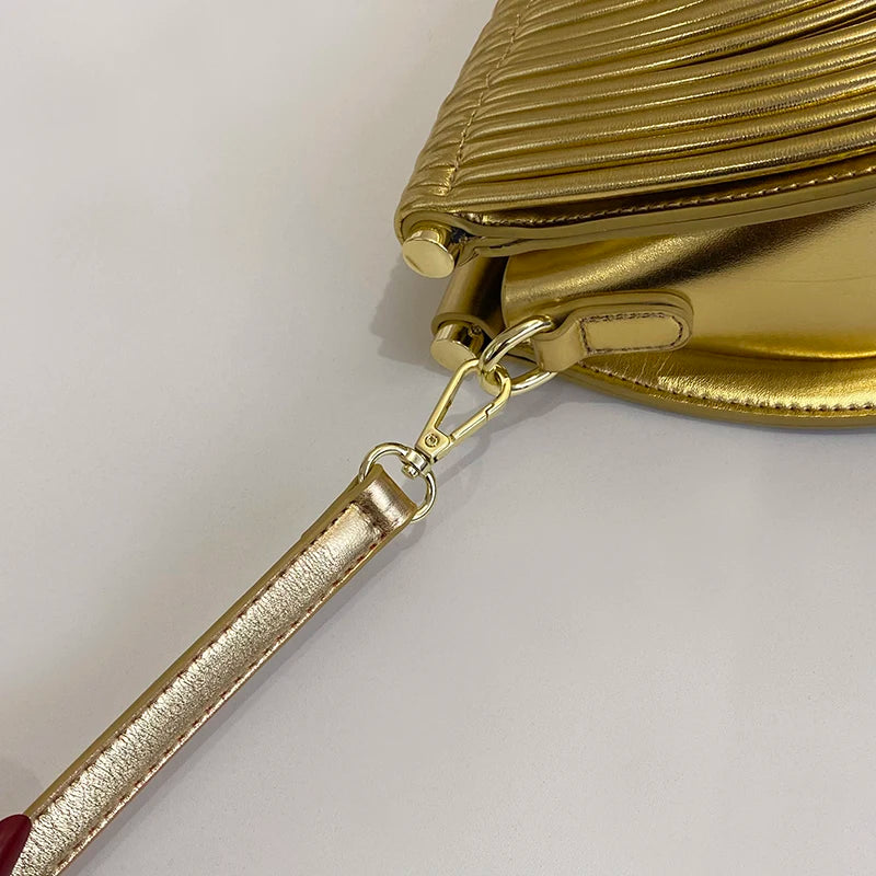 Handbags for Women. New Gold Luxury Designer Brand Handwoven Noodle Bags Rope Knotted Pulled Half Moon Silver Evening Clutch