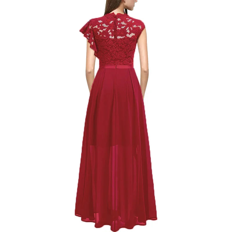 Women's Fashion bridesmaid dress Prom Dresses Handmade 3D Flower Sexy High Slit Evening Party Gowns Long Graduation Dress