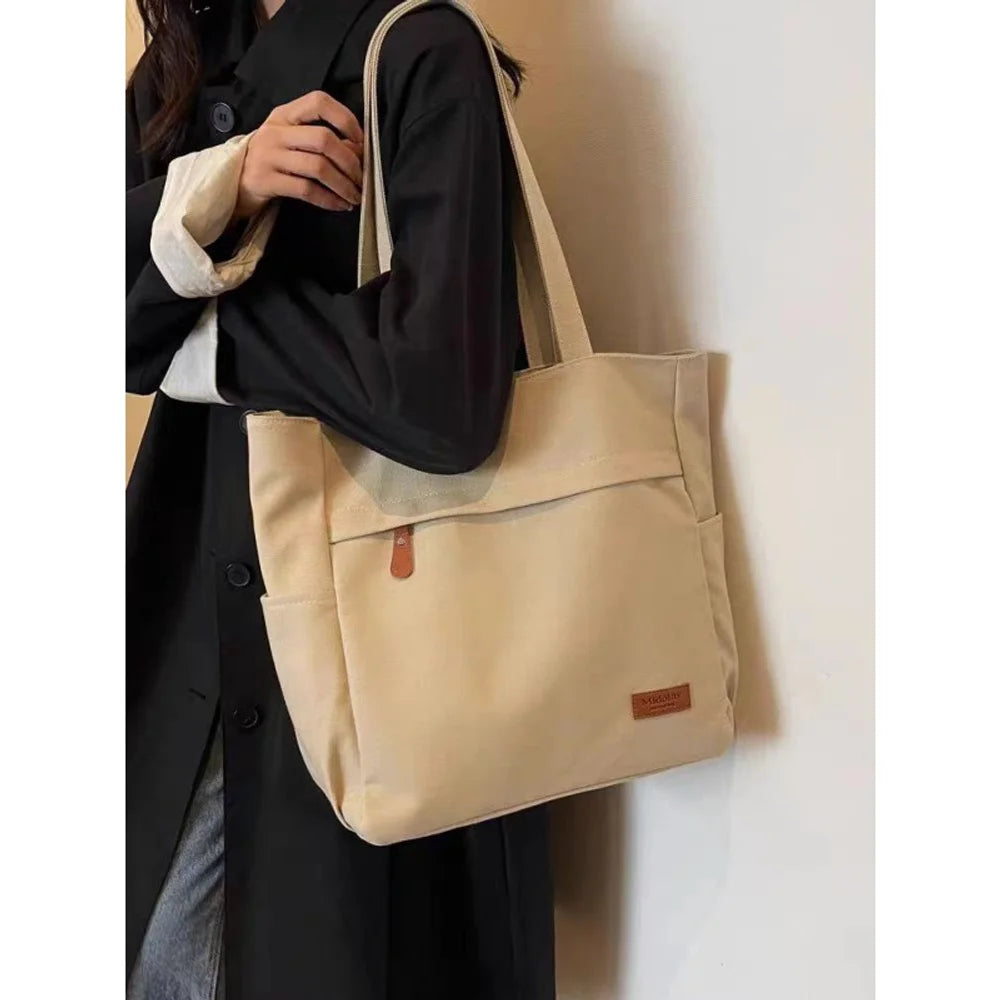 Handbags Woman,2026 New,Canvas Bag, Large Capacity Students go to school,Versatile Casual Simple One Shoulder Commuting Tote Bag