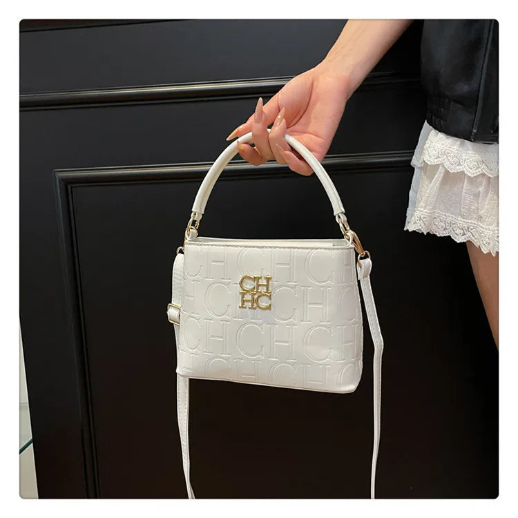 Handheld Bucket Bag For Women Shoulder Crossbody Bag Fashion Large Capacity Trendy Versatile Compartment Underarm Letter Bag