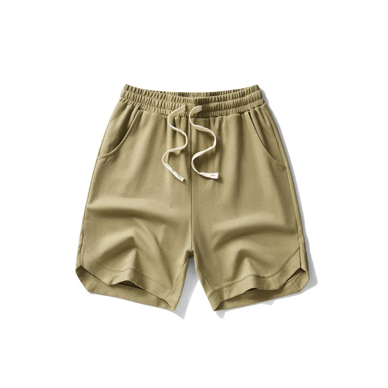 Japanese men's clothing 2025 summer new twill cotton retro wide leg sweatpants loose sports mid pants men's five quarter pants