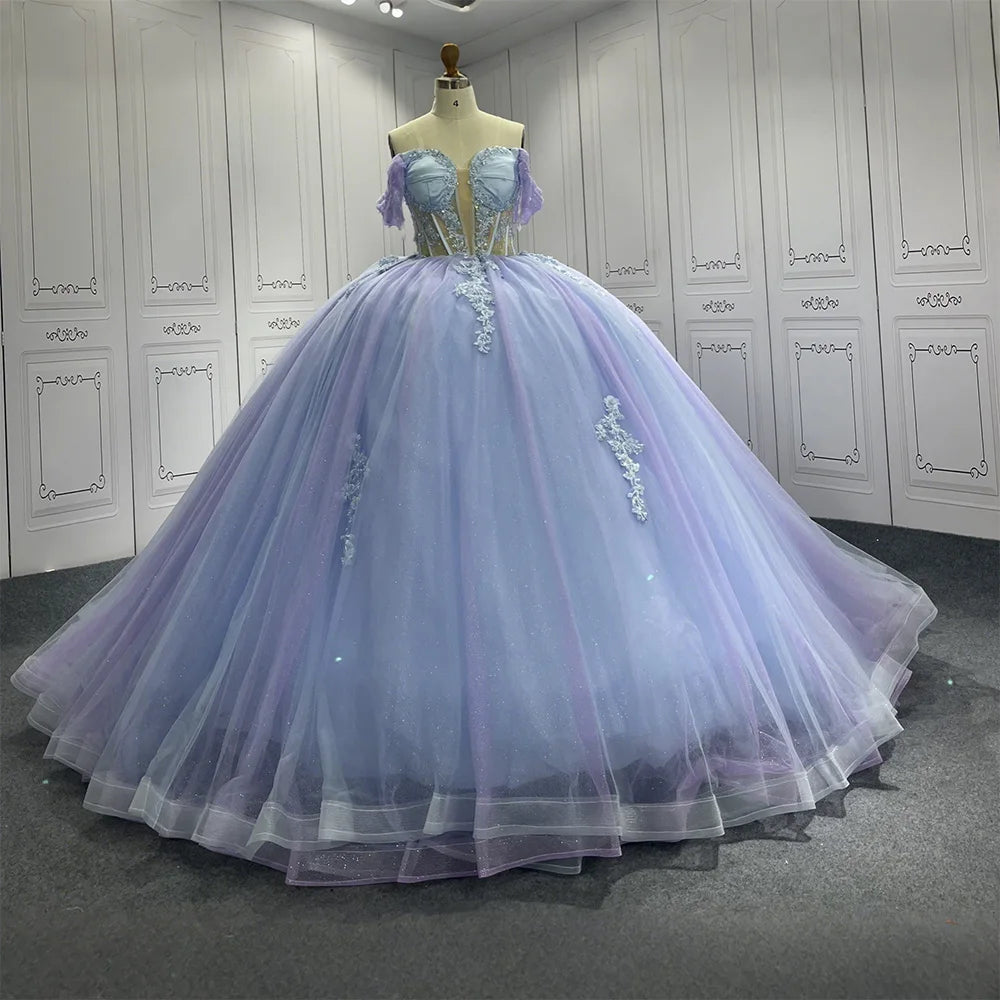 Classic Blue Long Dresses For Girls Fashion Prom Host Elegant Customized Formal Birthday Banquet Children High Quality Gowns