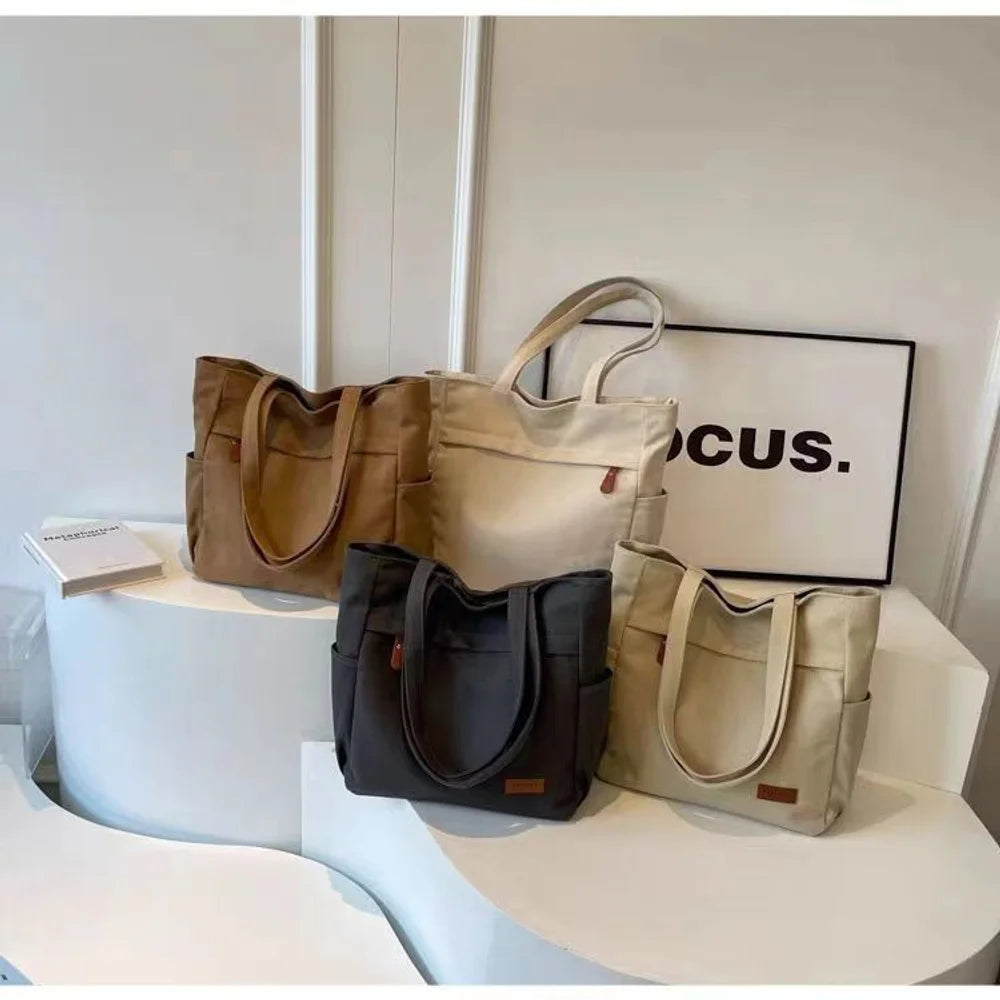Handbags Woman,2026 New,Canvas Bag, Large Capacity Students go to school,Versatile Casual Simple One Shoulder Commuting Tote Bag