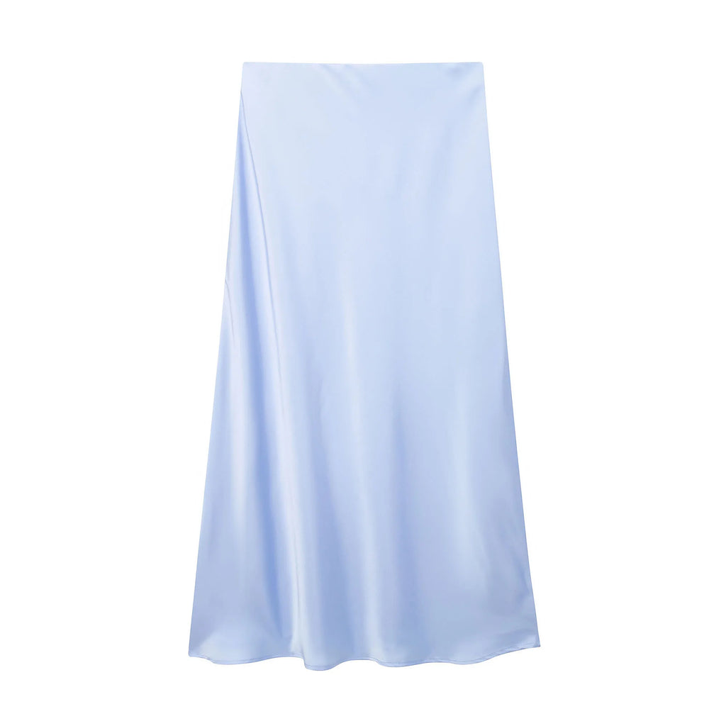 Willshela 2024 Black Satin Skirt Woman High Waist Elegant Long Skirts For Women Fashion Summer Midi Skirt Office Women's Skirts