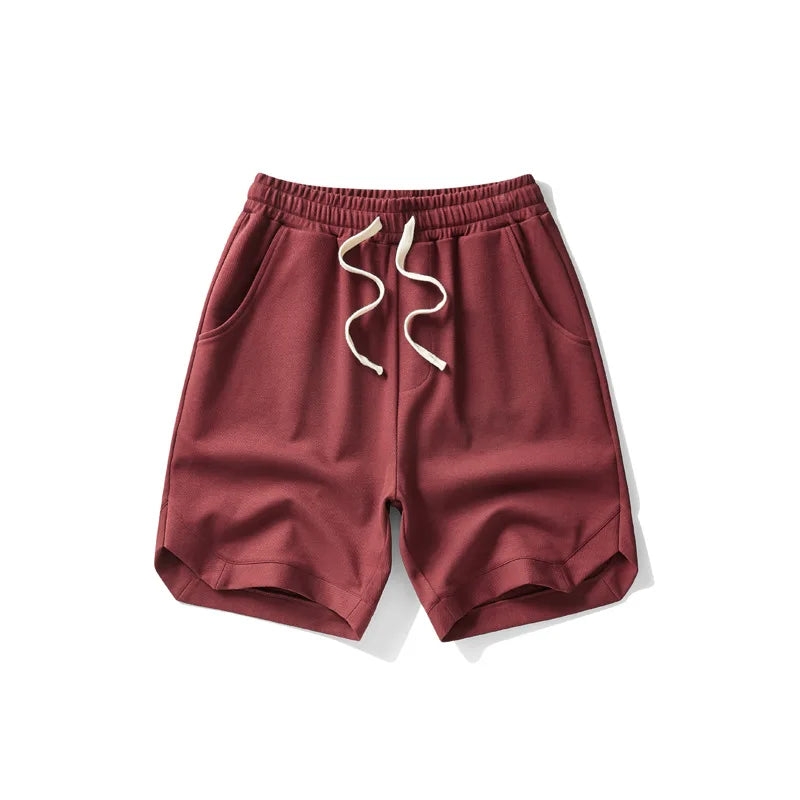 Japanese men's clothing 2025 summer new twill cotton retro wide leg sweatpants loose sports mid pants men's five quarter pants