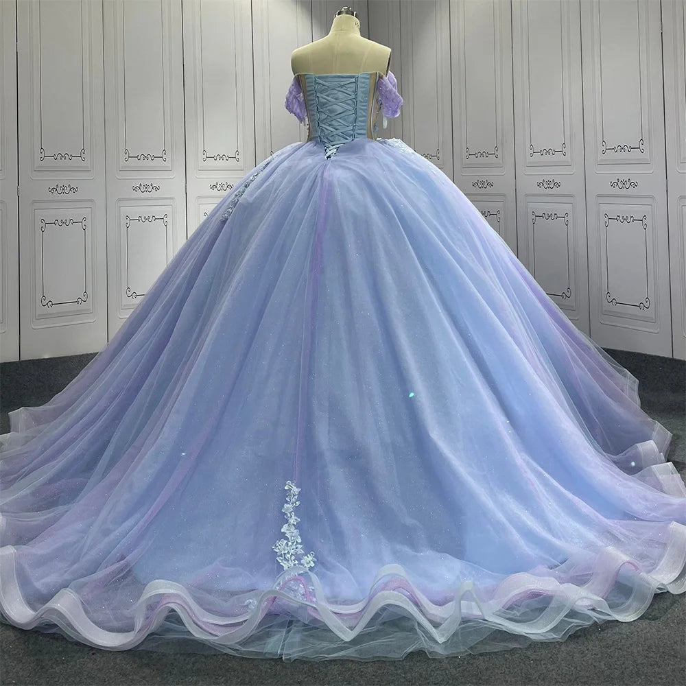 Classic Blue Long Dresses For Girls Fashion Prom Host Elegant Customized Formal Birthday Banquet Children High Quality Gowns