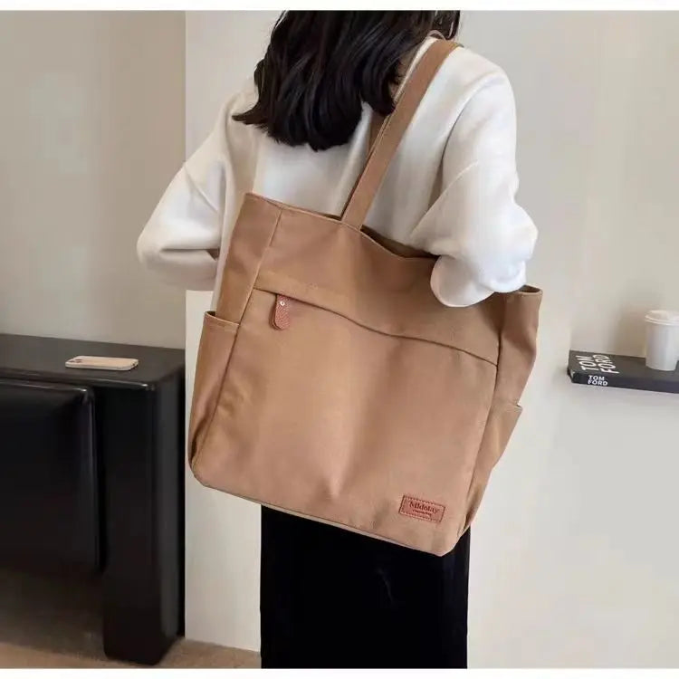 Handbags Woman,2026 New,Canvas Bag, Large Capacity Students go to school,Versatile Casual Simple One Shoulder Commuting Tote Bag