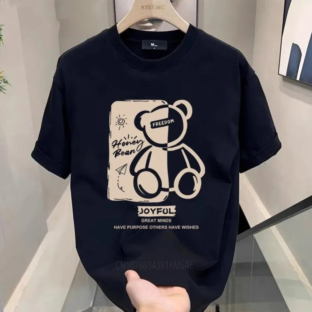 Hot Sale Luxury Brand Summer Handsome Men's Pure Cotton Round Neck Short Sleeve T-shirt for Men Short Sleeve Loose Tops