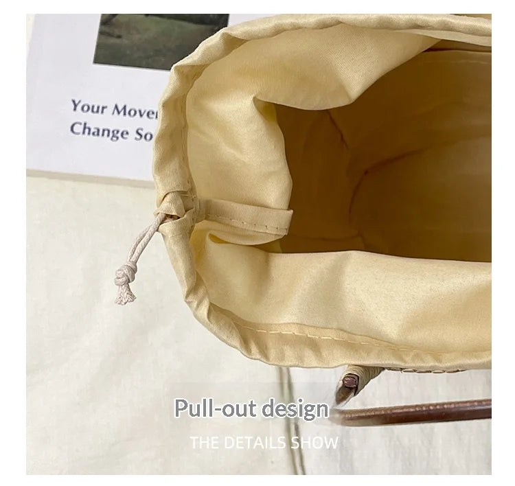 Simple Design Straw Handbags For Women Handmade Telescopic design   Comfortable handbag Summer fashion Pack Bucket Bag