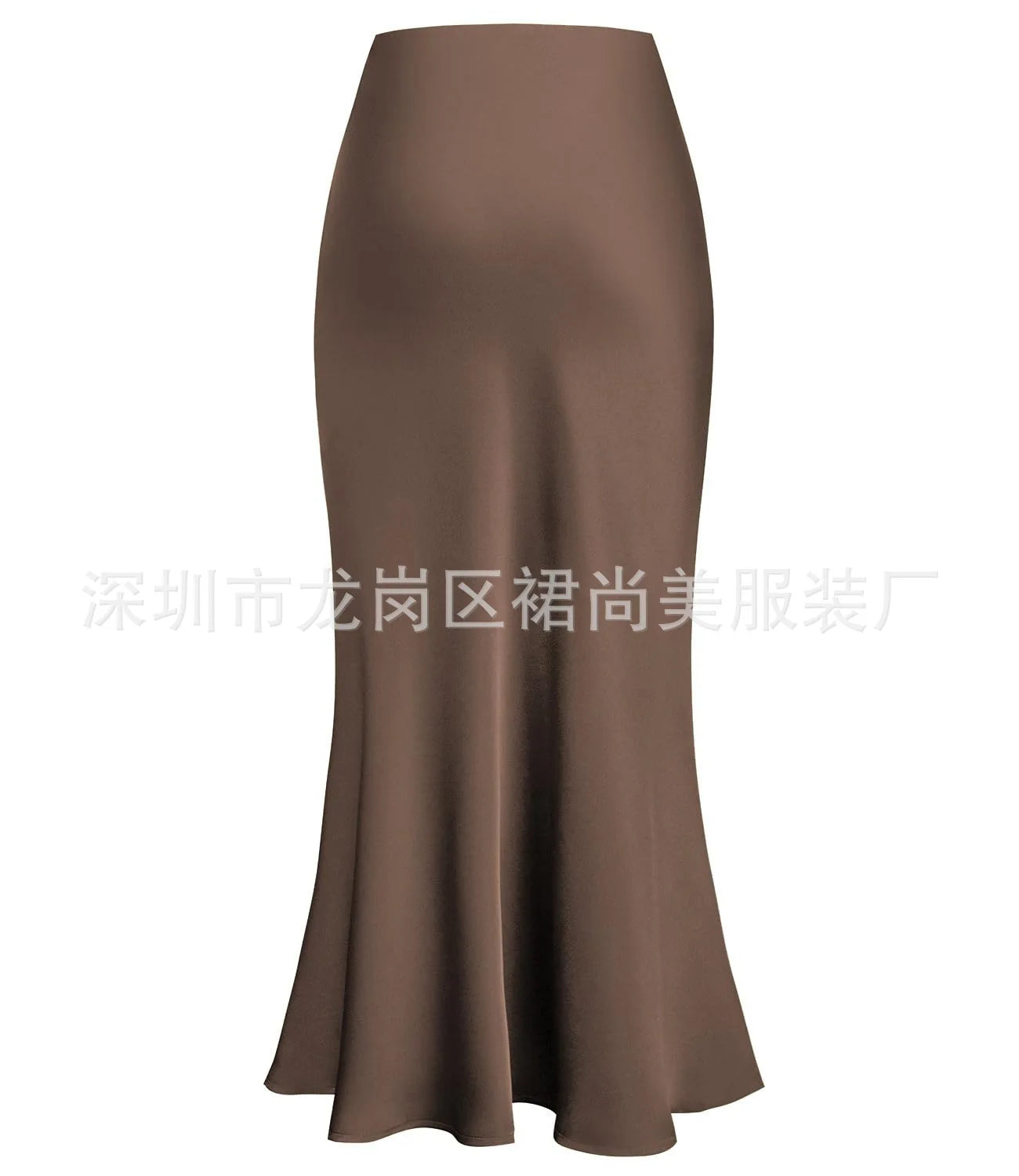 Elegant Faux Silk Satin Skirts for Women High Waist A-line Office Lady  Solid Color Glossy Finish Fishtail Skirt