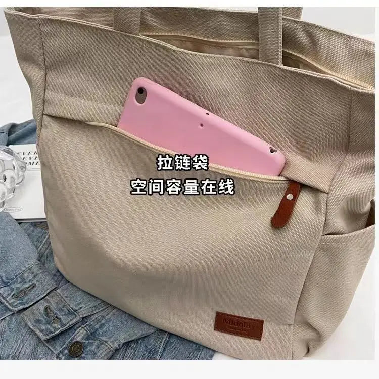 Handbags Woman,2026 New,Canvas Bag, Large Capacity Students go to school,Versatile Casual Simple One Shoulder Commuting Tote Bag