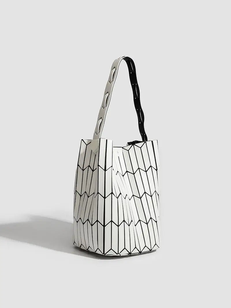 Large Capacity Geometric Diamond Work Bag Handheld Basket Bucket Bag Summer Handbag Women's Single Shoulder Underarm Bag