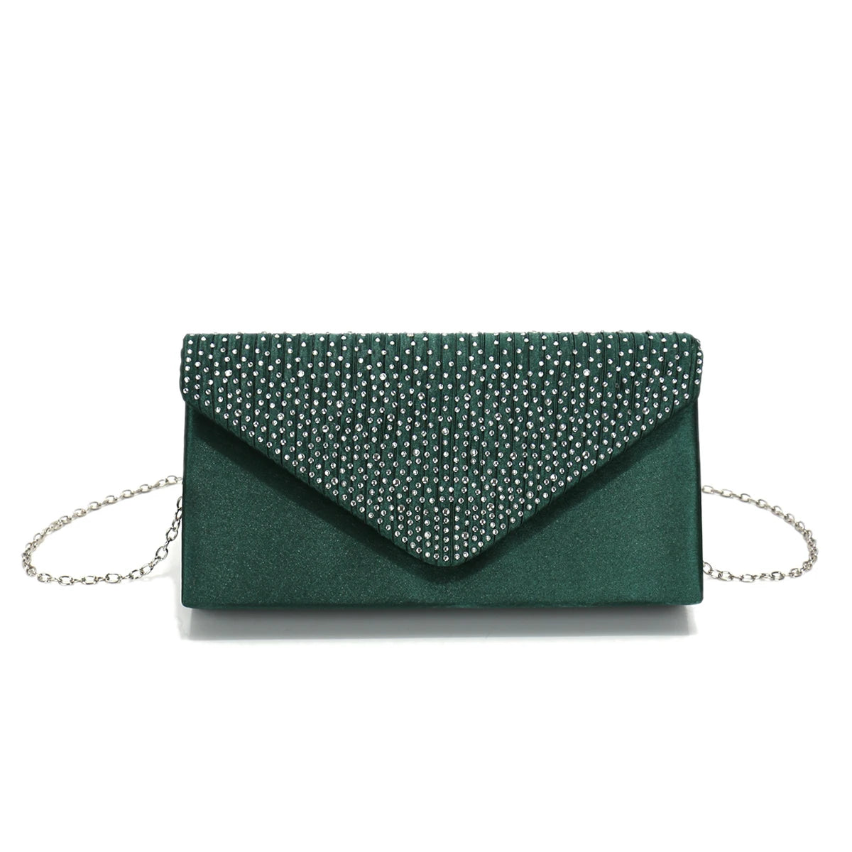 Rhinestones Women Evening Bags Small Envelope Design Handbags Satin Shoulder Chain Handbags Glitter Purple Color Cocktail Purse