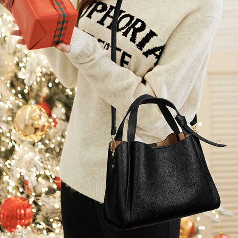 Women's Handbags Retro Fashion Simple New Texture Large Capacity Shoulder Bag Portable Messenger Bucket Bag