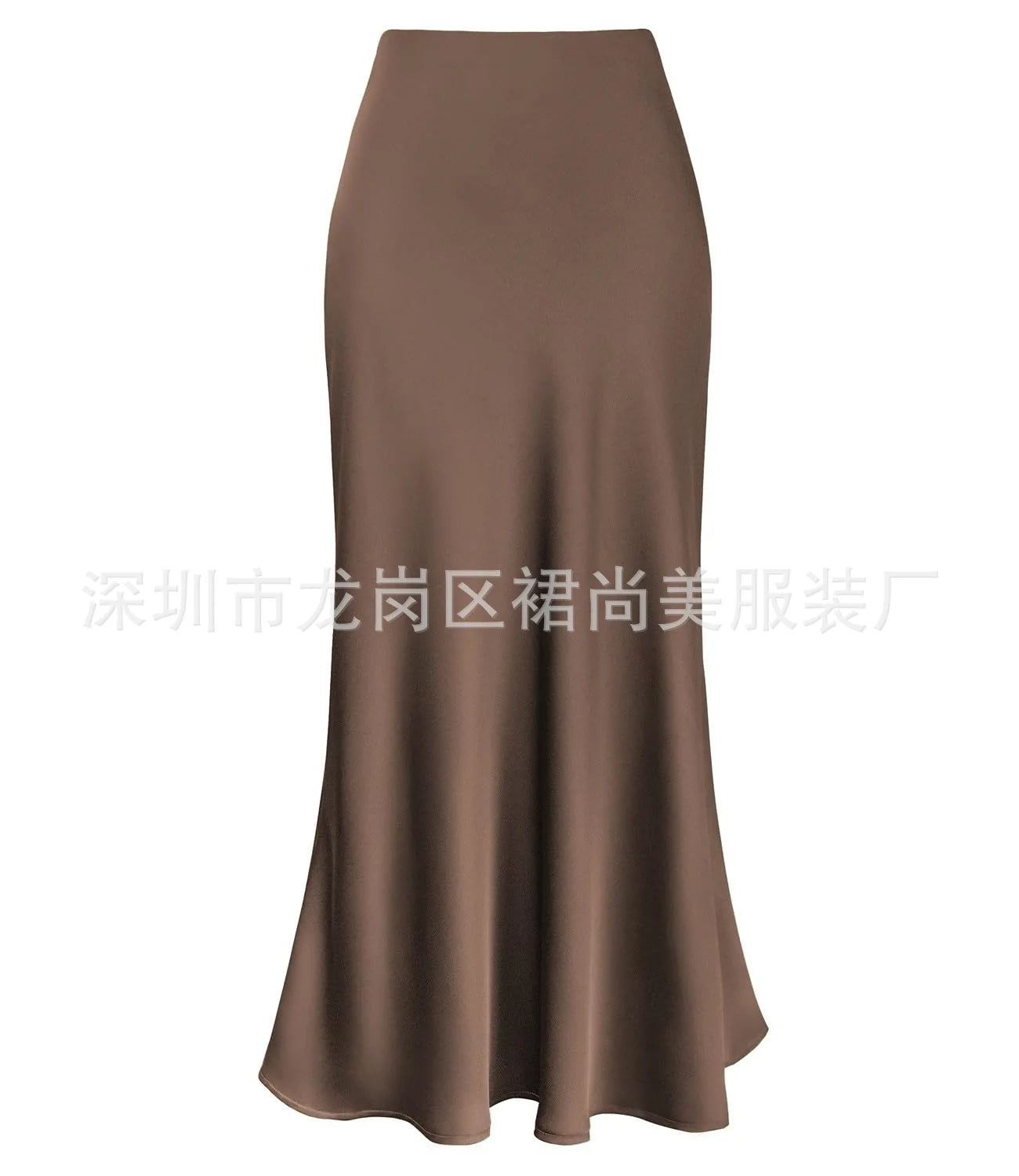 Elegant Faux Silk Satin Skirts for Women High Waist A-line Office Lady  Solid Color Glossy Finish Fishtail Skirt