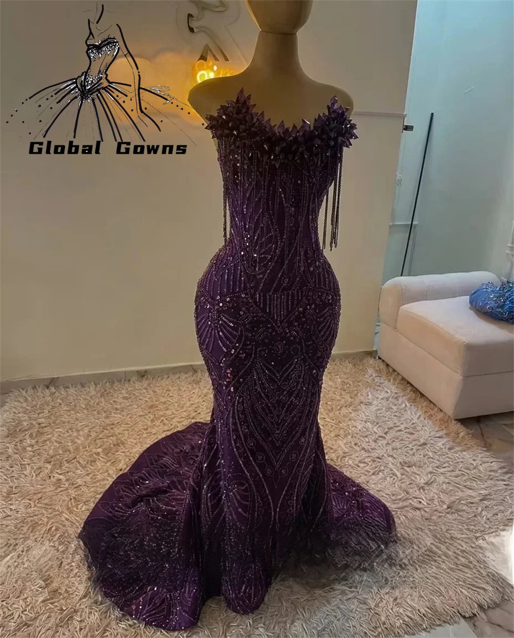 Red Prom Dresses For Girls 2026 Sparkly Sequins Mermaid Crystals Tassel Party Dress Luxury Sleeveless Evening Gowns Customized