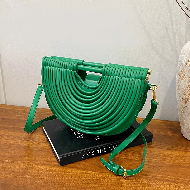 Handbags for Women. New Gold Luxury Designer Brand Handwoven Noodle Bags Rope Knotted Pulled Half Moon Silver Evening Clutch