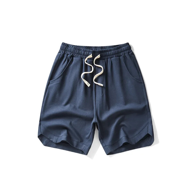 Japanese men's clothing 2025 summer new twill cotton retro wide leg sweatpants loose sports mid pants men's five quarter pants