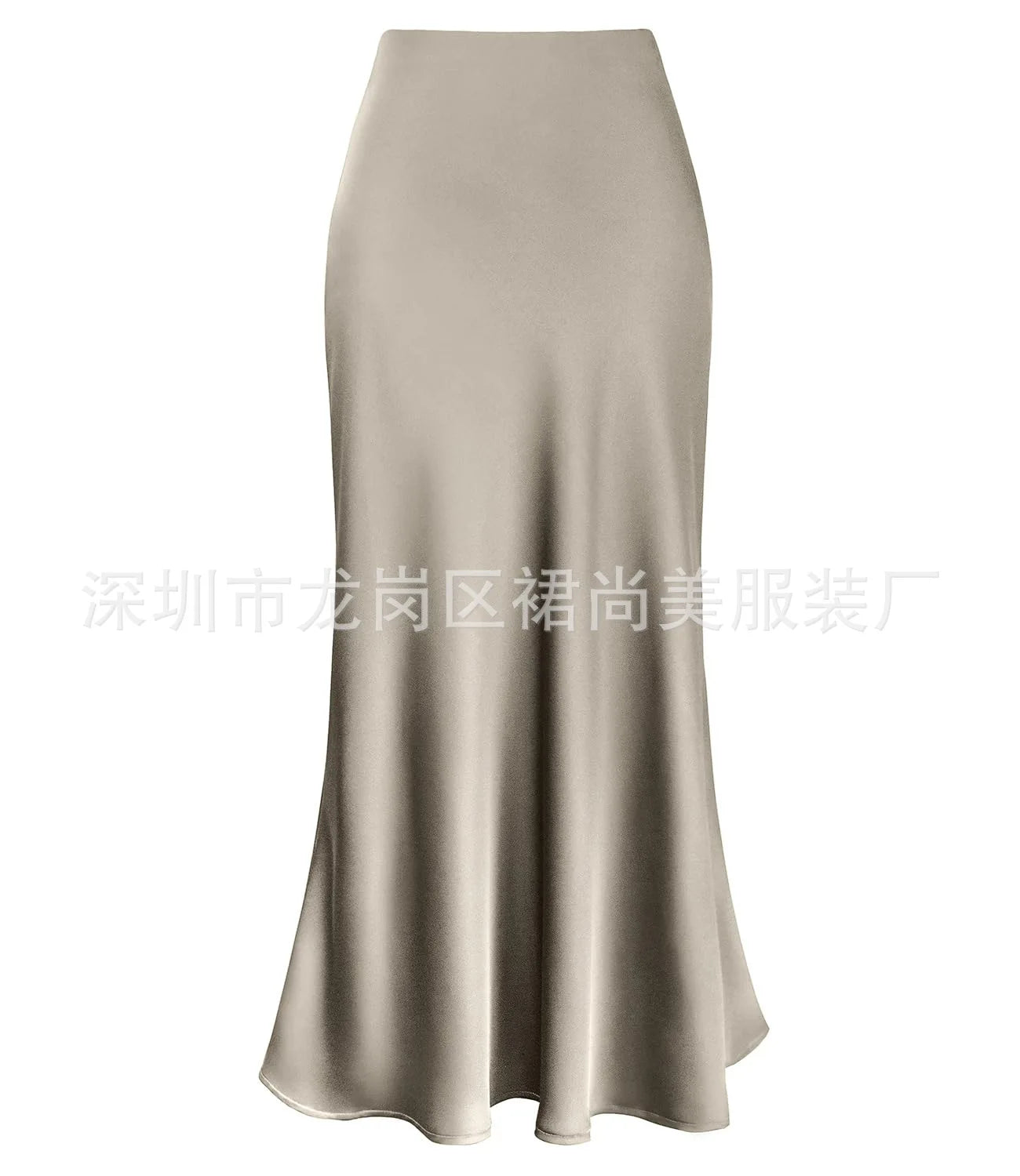 Elegant Faux Silk Satin Skirts for Women High Waist A-line Office Lady  Solid Color Glossy Finish Fishtail Skirt