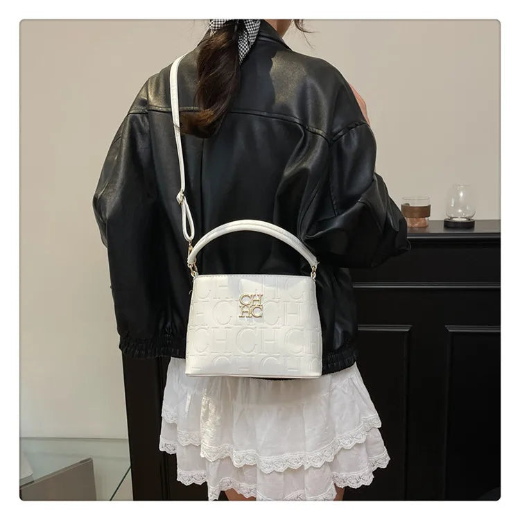 Handheld Bucket Bag For Women Shoulder Crossbody Bag Fashion Large Capacity Trendy Versatile Compartment Underarm Letter Bag